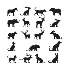 Obraz premium Elegant Animal Silhouettes – Minimalist Wildlife Art Collection