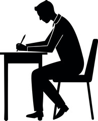 A silhouette of a person engrossed in writing