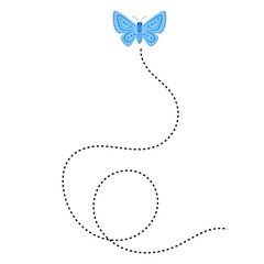 Cute Butterfly with Dotted Line
