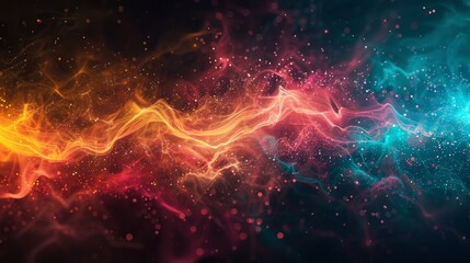 Vibrant abstract visualization of interconnected nodes in a global learning network with flowing lines and vivid colors