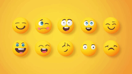 Naklejka premium WhatsApp Emoji Vector Set - Complete Range of Facial Expressions in 100% Vector SVG including Happy, Sad, Surprised, and More Emotions