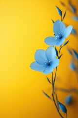 Serene azure bloom on golden backdrop evoking peace and tranquility in a captivating floral display