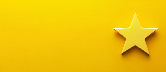 Obraz premium minimalist star symbol on the right side, simple design for branding and marketing material, yellow background, copy text 