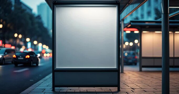 Blank white banner light box media advertisement on mock-up board template.