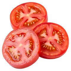  Tomato slices isolated transparent background.