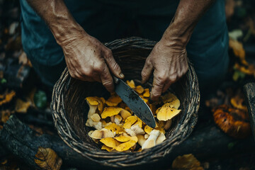 Close-Up of Vibrant Orange Wild Mushrooms Growing Naturally in Forest Environment Captured with Generative AI