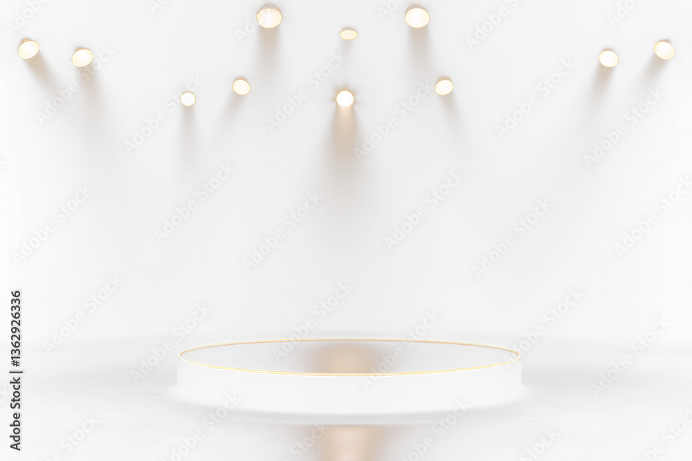 Aufkleber illuminated circular platform with spotlights.