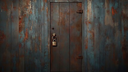 Fototapeta premium Locked Wooden Door in a Rustic Setting: Digital Painting AI Generated