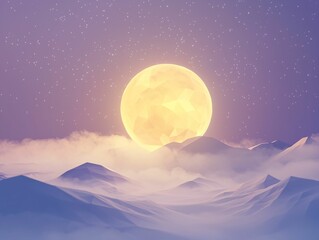 Obraz premium Moonlit Mountainscape