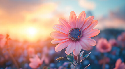 Windmills and Solar Panels Under a Sunset Sky, Symbolizing Renewable Electricity Energy