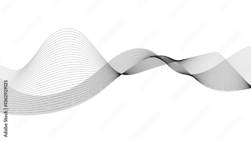 Sticker technology abstract lines on white background. abstract white blend digital technology flowing wave 
