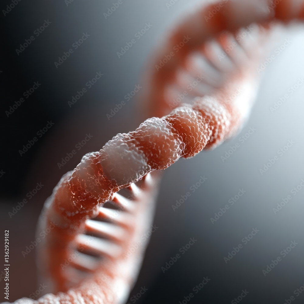 Poster detailed red and white dna helix structure close up