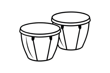 Line art drawing of a set of bongo drums vector art illustration.eps