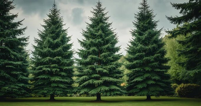 Stunning fir trees thriving in the garden on a sunny day.