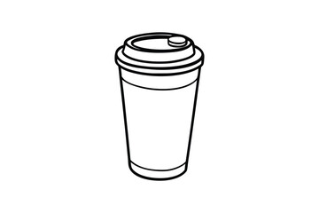 Line art drawing of a travel mug with a lid vector art illustration1.eps
