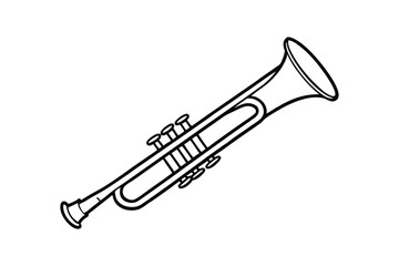 Line art drawing of a trumpet with its valves and mouthpiece vector art illustration.eps © T-shirt Land
