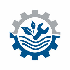 3D vector illustration of a gear and abstract bird with industrial and technological design elements