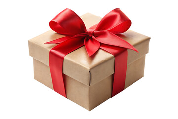Fototapeta premium gift box with red ribbon isolated on white background PNG,AI GENERATED
