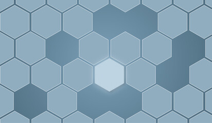 Abstract hexagonal pattern, 3D geometric surface, light blue hexagons with gradient shading, modern futuristic background.