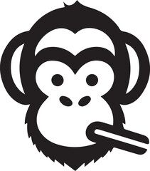 monkey head icon flat and minimal vector art illustration on a white background.

