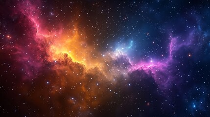 Cosmic Canvas: An abstract representation of the vast universe, showcasing a tapestry of nebulae awash in vibrant hues of pink, orange, and blue, interspersed with countless twinkling stars.