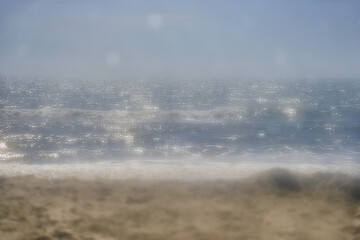 Soft focus blurry look at the Atlantic Ocean on a sunny fall day