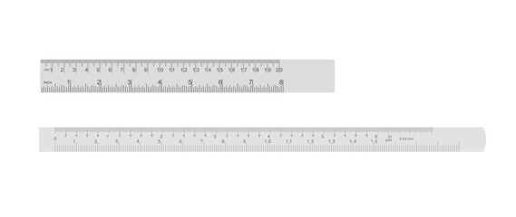 Ruler isolated on white background, realistic vector illustration, measuring tool and equipment