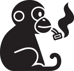 monkey head icon flat and minimal vector art illustration on a white background.
