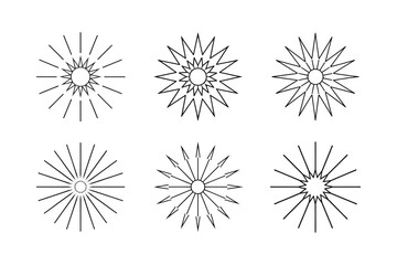 Obraz premium sunburst mandala lines icon art set vector silhouette