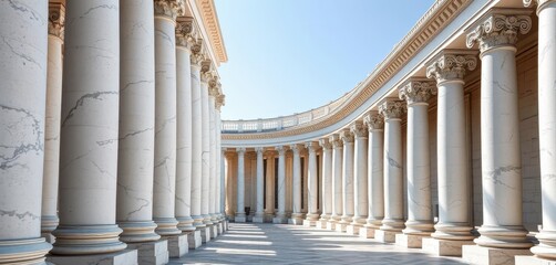 Row of weathered white marble columns, classical architecture, stone, elegant