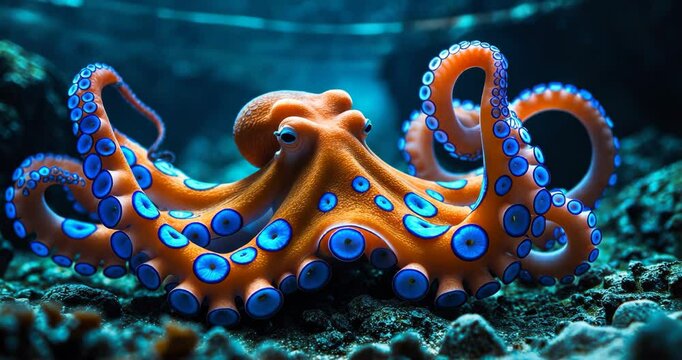 Blue rings octopus. The deadliest octopus in the ocean.