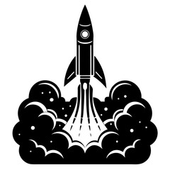 Rocket Launch Silhouette Vector