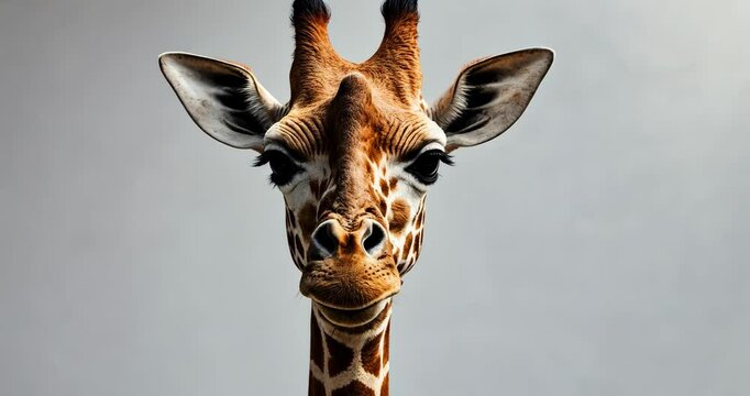 Isolated beautiful giraffe head on a white background.