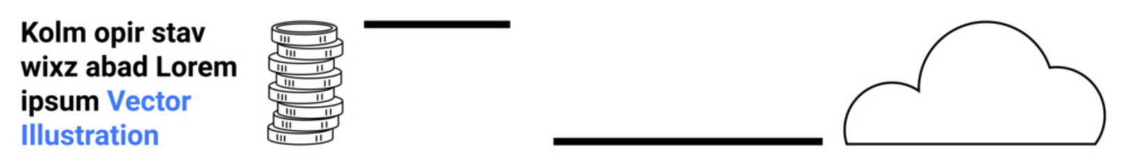 Stack of database cylinders linked with arrows to cloud element. Ideal for data storage, cloud computing, IT systems, data sharing, digital solutions, connectivity, simple landing page