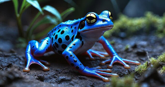 Aqua poison-dart frog