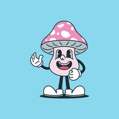cute mushroom flat mascot design