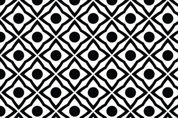 Seamless geometric pattern featuring diamond shapes with double lines in black and white. Perfect for elegant textiles, wallpapers, and modern digital backgrounds.