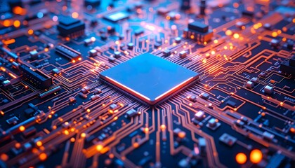 close up of a circuit board. ai generated image