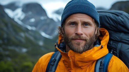 Hiker Portrait Mountain Landscape