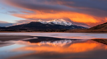Fototapeta premium A layer of fluffy clouds reflecting the soft colors of sunrise.
