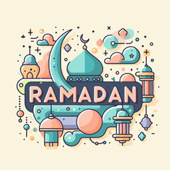 Naklejka premium welcome ramadan sticker template greeting layout