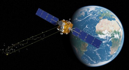Satellite Deploying CubeSats in Orbit: A Visual Representation of Space Technology and Earth Observation