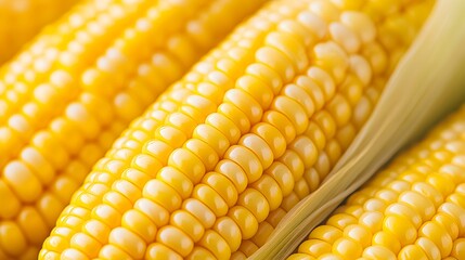 Organic Farm, Fresh yellow corn kernels close-up, showcasing their texture and color. Sustainable Business concept.