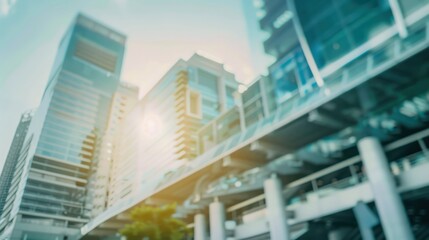 Blur office building urban city environment structure tower modern futuristic garden window commercial green nature sunlight abstract scene outdoor exterior business modern.