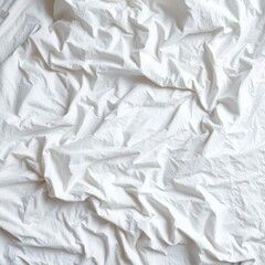 Obraz premium Crisp white wrinkle bed sheets, textured fabric, minimalist, texture