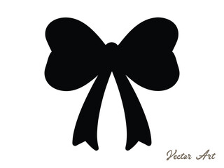 Hand drawn coquette ribbon bow doodle vector silhouette outline clipart on white background
