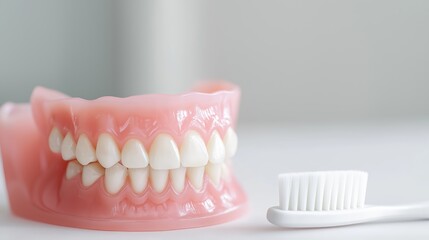 Close-Up of Dental Model and Toothbrush for Oral Care Advertising