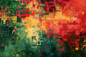 Abstract vibrant geometric fractal shapes on surface of contemporary design express scene of seamless patterns style. Arranging geometry scenery in pattern perfect for wallpaper and background. AIG61.