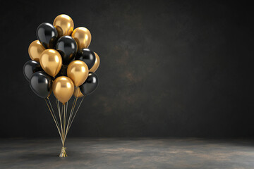 Elegant Black and Gold Balloons: Party Decor, Event Background