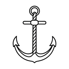 a classic ship anchor with a simple coiled rope,
